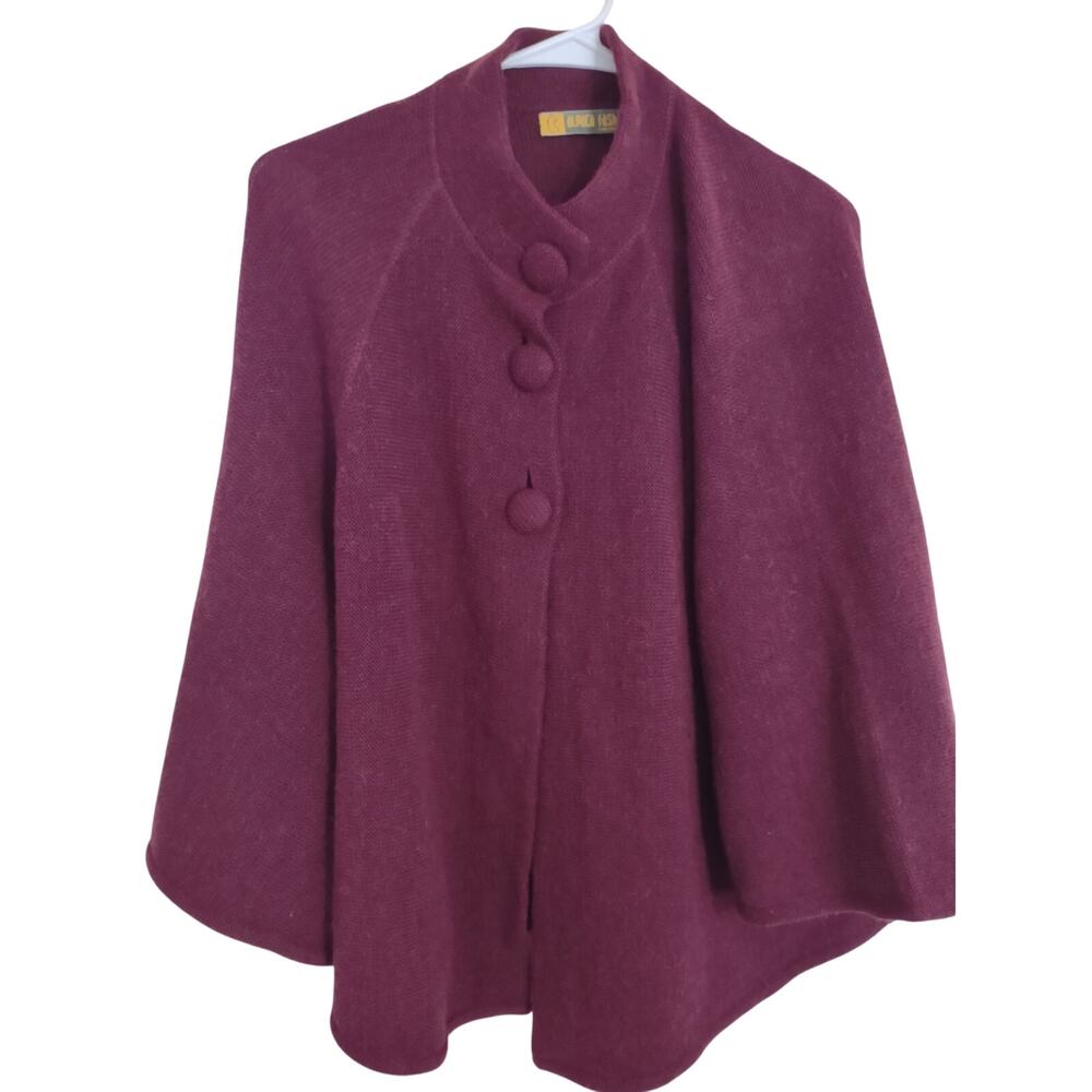 Alpaca Fashion Burgundy Sweater Cape One Size Made in Peru Timeless Quiet Luxury